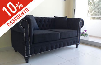 Descuento Sillon Chesterfield 2 Cuerpos en Ecocuero Premium Pana Lino o Chenille