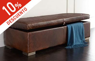 Promocion descuento banqueta Baulera Clasica de Cuero