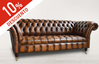Promocion descuento Sillon Chester Emperador 3 cuerpos cuero genuino
